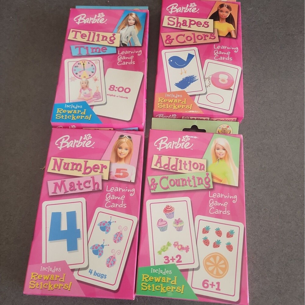 Vintage 2004 Barbie Early Learning Game Cards Lot of 4 Bendon Mattel Complete...